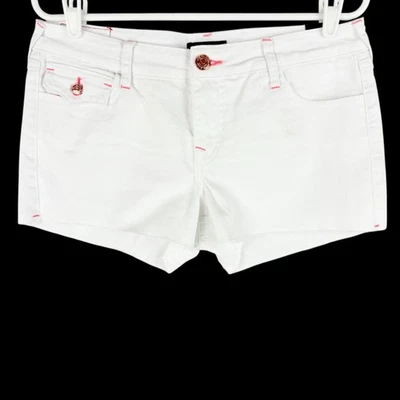 Pantalones cortos True Religion para mujer Joey corte tiro bajo solapa óptica blancos talla 30 nuevos con etiquetas Foto 1 de 4