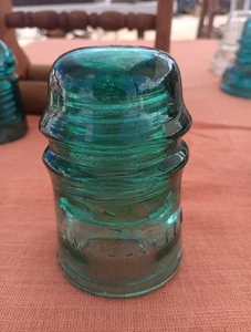 ISOLATORE VETRO ACQUA VERDE BLU AMTEL & TEL CO VINTAGE  - Foto 1 di 5