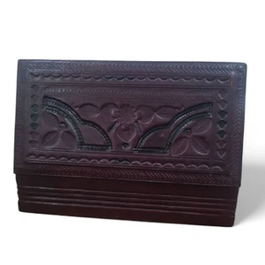 Jewelry Box, Handmade Vintage Wooden Trinket Box W Lid Treasure Chest - Picture 1 of 8