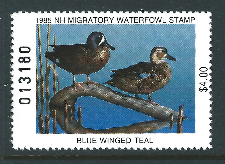 Bigjake: NH3, $4.00 Blue Wing Teal, 1985, New Hampshire - Image 1 of 1