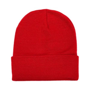 Unisex Plain Warm Knit Beanie Hat Cuff Skull Ski Cap  - Picture 1 of 43