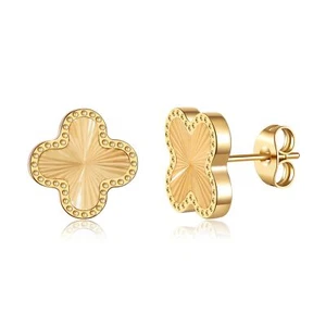 18K Gold Plated Clover Earrings for Women Four Leaf Clover Stud Earrings Luck... - Picture 1 of 7