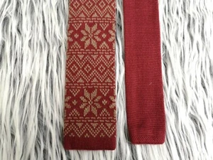 CORBATA HOMBRE UNIQLO ROJO BEIGE TEJIDO EXTREMO CUADRADO - Imagen 1 de 7