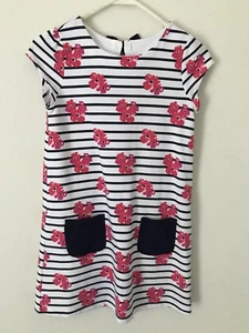 Gymboree White & Navy Stripe Floral Bow-Back Dress Size 10 - Picture 1 of 3