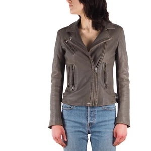 IRO Women's Han Moto Biker Jacket Lambskin Leather Distress Jacket size 36 US 4 - Picture 1 of 10