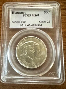 1924 *HUGUENOT* Half Dollar 50c PCGS MS63 - Picture 1 of 4