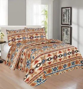 Juego de colcha edredón diseño navajo tribal nativo americano del suroeste occidental - Imagen 1 de 8