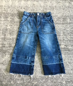 Gap Girls Size 6 Denim Jeans Wide Leg Frayed High Rise EUC L1 - Picture 1 of 10