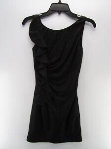 Hailey Logan Adrianna Papell Dress Women XS Black Ruched Ruffle Party Cocktails