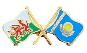 Wales & Kazahkstan Flags Friendship Courtesy enamel Lapel Pin Badge T1102 - Picture 1 of 4