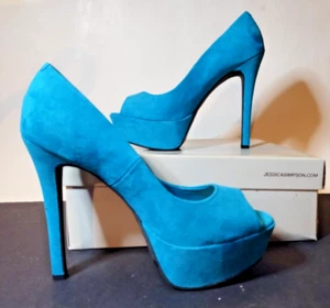 JESSICA SIMPSON WOMEN'S STYLE # JS-Darius Deco Blue/Microsuede 7.5M Pumps  - Picture 1 of 7