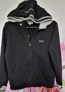 BLACK GENUINE HUGO BOSS BLACK BOY TRACKSUIT HOODIE 11/12 YRS 12 YRS VERY GOOD CO - Picture 1 of 4