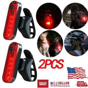 2x USB Rechargeable LED Bike Tail Light Bicycle Safety Cycling Warning Rear Lamp - Picture 1 of 16