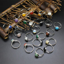 1pc Adjustable Chakra Crystal Ring Gemstone Mini Round Beads Quartz Jewerly Gift