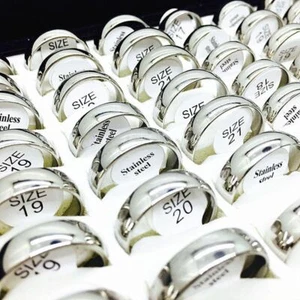 Men Stainless Steel Ring Women Wedding Rings Engagement Party Jewelry 6MM 50Pcs - Picture 1 of 12