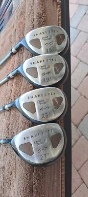 Golf hybrids left h set SNAKE EYES QUICK STRIKE 2 graphite S stiff flex 4 clubs - Image 1 of 4