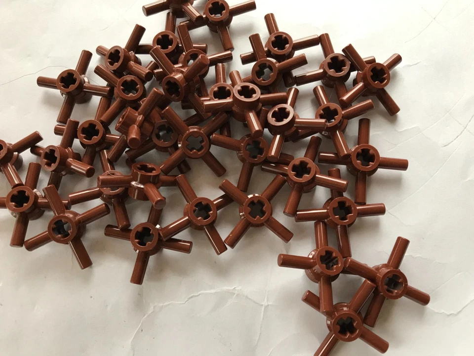 LEGO-NEW-#68888 REDDISH BROWN-TECHNIC AXLE CONNECTOR W/4 BARS-10 PIECES - Image 1 of 1