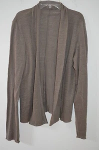 Eileen Fisher Brown 100% Linen Long Sleeve Cardigan Sweater Size M - Picture 1 of 12