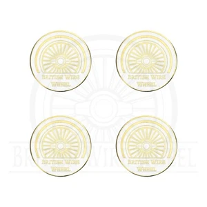 British Wire Wheel Gold & White Metal Wheel Chip Emblems, 2.25", Set or Single - Picture 1 of 21