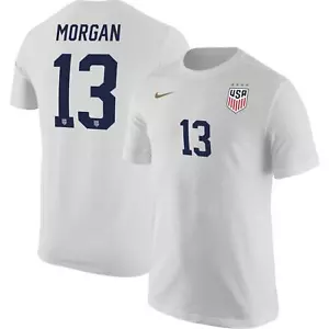 Nike USWNT 2023 Alex Morgan #13 Home T-Shirt Uomo Dri-Fit Maglietta Bianca Taglia XL - Foto 1 di 6