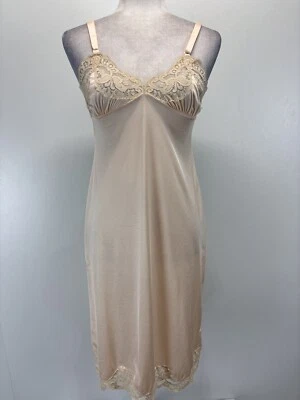 Christian Dior Slip Completo Talla Pequeña Beige Encaje Correas Ajustables Nylon EE. UU. Foto 1 de 4