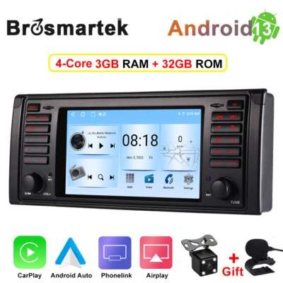 7" Android 13 Autoradio Carplay 32GB DAB+ WiFi GPS NaviFür BMW 5er E39 X5 E53 M5 - Bild 1 von 4