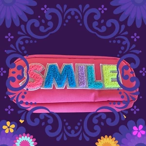 Zip Pouch Pencil Case Cosmetic Storage Pink Smile School - Picture 1 of 1