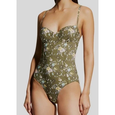 Maiô Tory Burch verde floral estampado com aro uma peça alças ajustáveis - Imagem 1 de 4