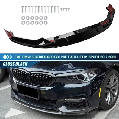 Labio divisor de parachoques delantero negro brillante para BMW Serie 5 G30/G31 M Sport 2017~2020 Foto 1 de 4