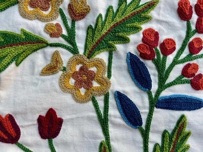 T Y TRADERS Crewel Hand Embroidered Fabric-Kashmir Crewel-Cotton Duck-Myth Urban Spring