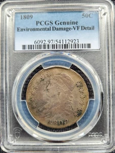 Medio dólar de plata busto tapado 1809 PCGS genuino en estado bastante bueno detalle envío gratuito - Imagen 1 de 4