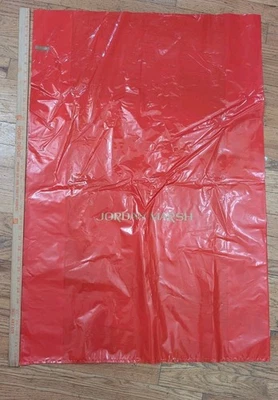 Bolso Jordan Marsh rojo y dorado vintage raro 2'x3' nuevo stock antiguo Foto 1 de 3