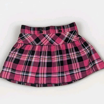 Sonoma Little Girls Hot Pink Plaid Skort Skirt Buttons Cotton Shorts Holiday - Image 1 of 4