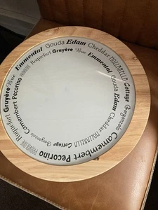 Lazy Susan Rotating Cheese Board Wooden With Removable Glass Too Brand New - Picture 1 of 2