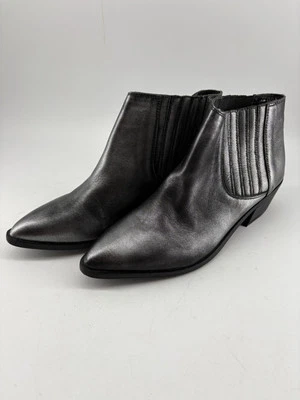 Chinese Laundry Boots Womens 11 Farrah Chelsea Booties Silver Leather Metallic - Image 1 of 4