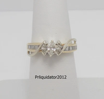 1/2CT Natural Marquise Diamond Anniversary Engagement Ring 14K Yellow Gold Band - Image 1 of 4