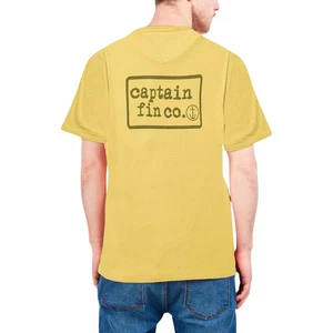 Captain Fin Co. Yellow T-Shirt Men's L Double Sided 100% Organic Cotton NWT - Picture 1 of 19