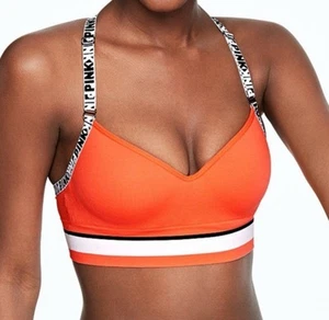 Victoria's Secret Pink Wireless Push Up Sports Bra Size XS Orange New - Picture 1 of 8