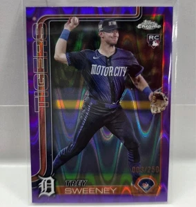 2025 Topps Chrome Purple Raywave Refractor 03/250 Trey Sweeney Detroit Tigers RC - Picture 1 of 4