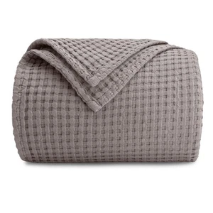 100% Cotton Waffle Weave Throw Blanket Breathable Skin-Friendly Soft Lightwei... - Picture 1 of 6