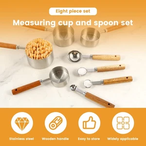 8 Pcs Measuring Cups and Spoons Set Stainless Steel Measuring Set Space frKXk - Picture 1 of 11
