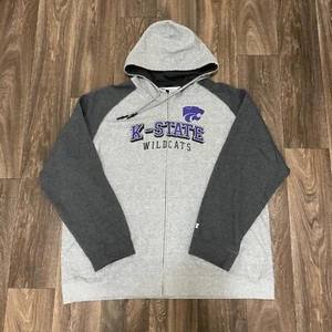 Russell Kansas State Wildcats Sweatshirt Men's 3XL Gray Full Zip Lined Hoodie - Picture 1 of 8