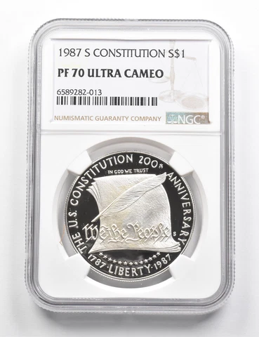 PF70 UCAM 1987-S Constitution Bicentennial Commemorative Silver Dollar NGC *9838 Cover