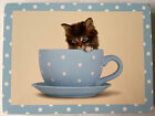 Otter House Kitty in einer Teetasse Haustier Pfotenzüge 6er Set Tischsets mit Korkrücken