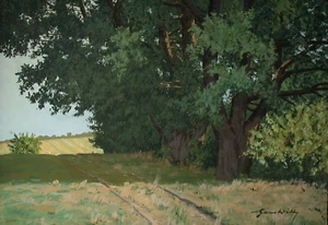 Hans Witt (Wien 1891-1966 Tragöß) Feldlandschaft mit Baumgruppe. - Bild 1 von 17