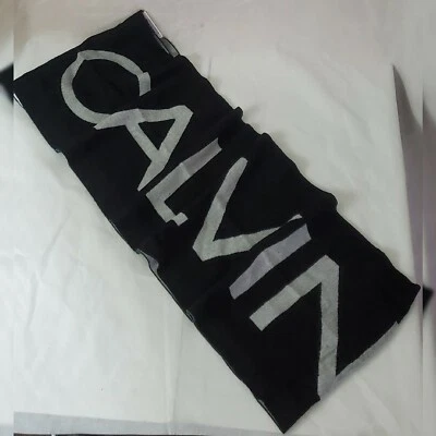 CALVIN KLEIN AUTHENTIC SCARF MEN'S REVERSIBLE BIG LOGO DESING BLACK & GREY - Image 1 of 4