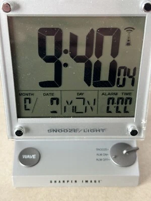 SHARPER IMAGE LCD Atomic Alarm Clock w/ Backlight **FOR PARTS/NOT WORKING** - Image 1 of 4