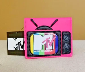 Loungefly MTV Music Televison Logo Bi Fold Flap Wallet Pink NEW - Picture 1 of 12