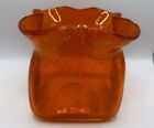 Orange Ruffle Edge Glass Candy Dish Vase Halloween Fall 4.5” Square Bag