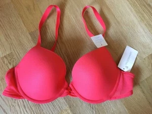 NWT On Gossamer 32D Mesh Bump It Up Push Up Bra 3201 Poppy Coral - Picture 1 of 3